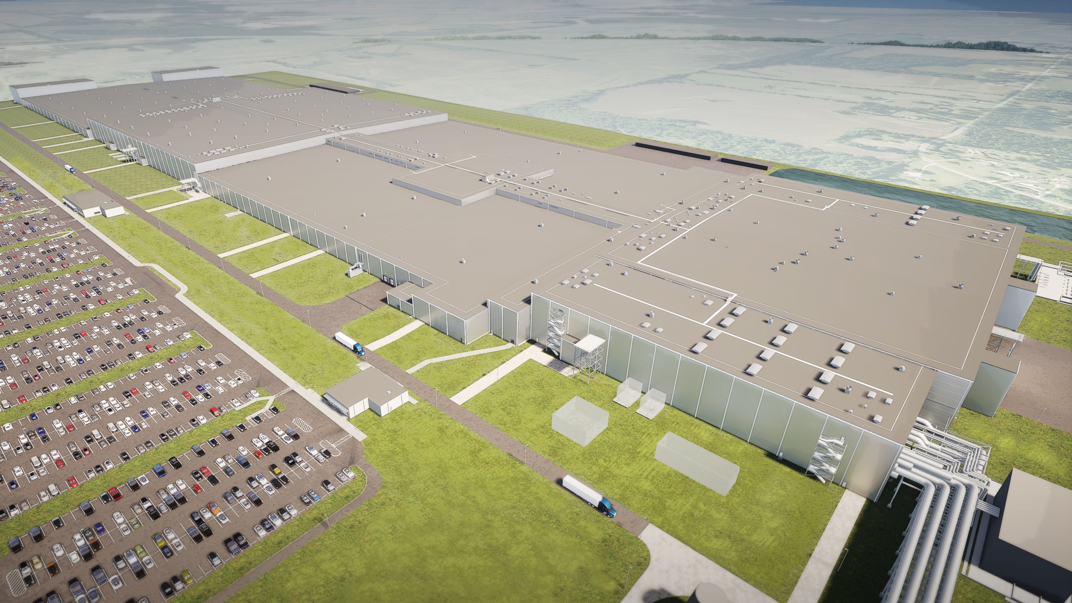 A rendering of the BlueOval SK battery manufacturing site.